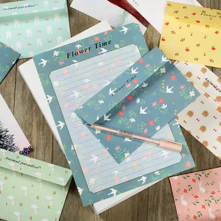 new design 4 sets nice florals pattern envelopes papers set school