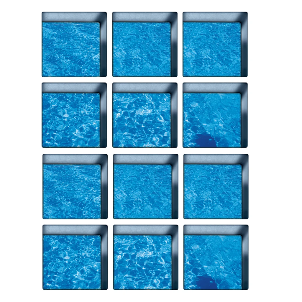 12PCS 3D Effect Waterproof Anti-slip Bathtub Stickers Safety Bath Shower Treads for Bathroom
