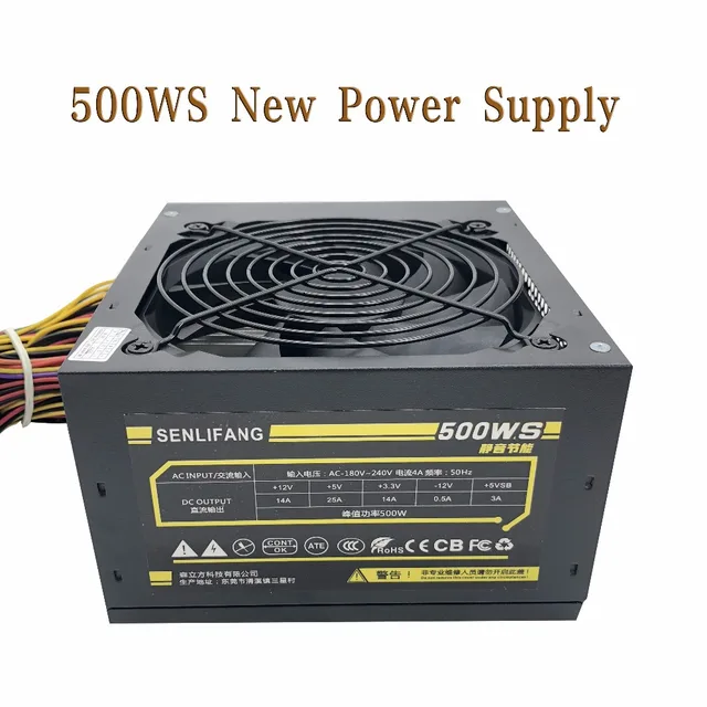 500W Max Silent Power Supply for 180V 240V Red fan blade PC Desktop Computer Power Supply PSU