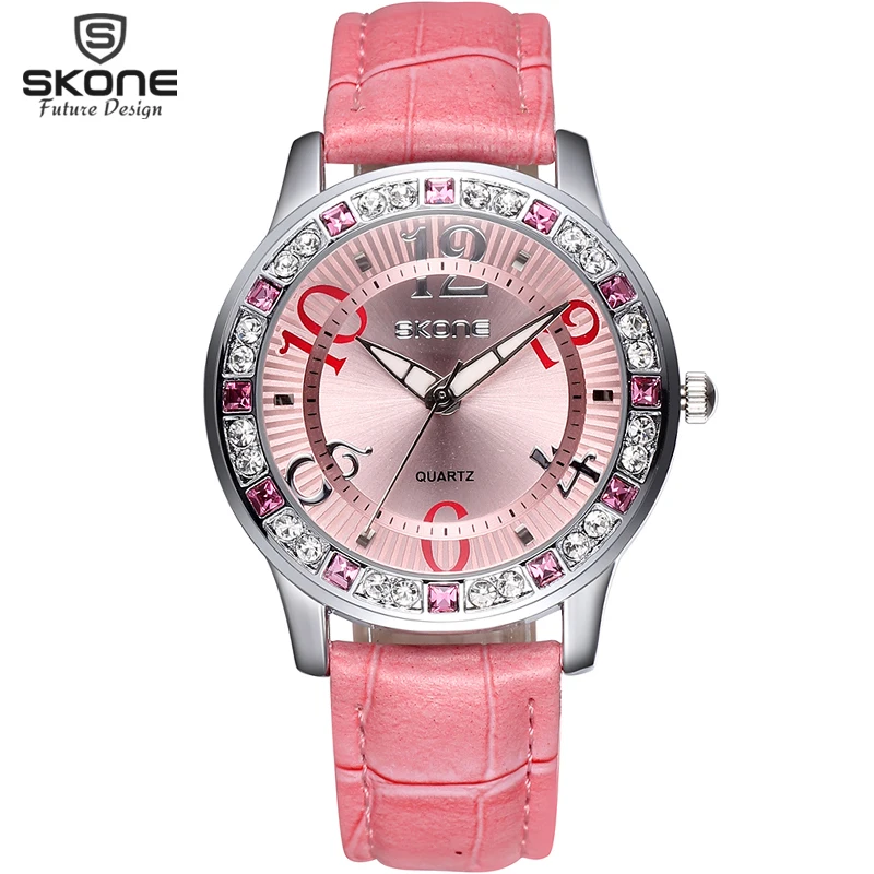 

SKONE Brand Watch Women luxury Fashion Casual quartz watches leather sport Lady relojes mujer women wristwatches Girl Dress 2535