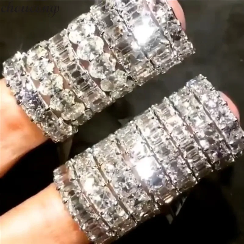 

choucong Eternity Statement Ring 925 sterling Silver AAAAA cz Promise Engagement Wedding Band Rings For Women me finger Jewelry