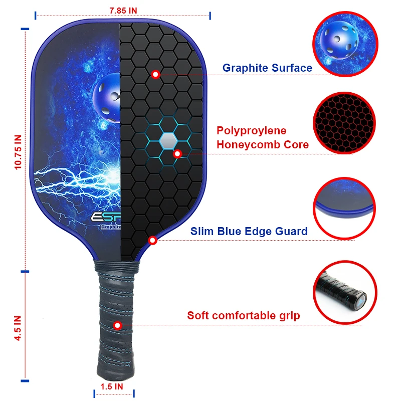 ESPER Pickleball Paddle графитовая ракетка сотовая композитная сердцевина ультра Подушка