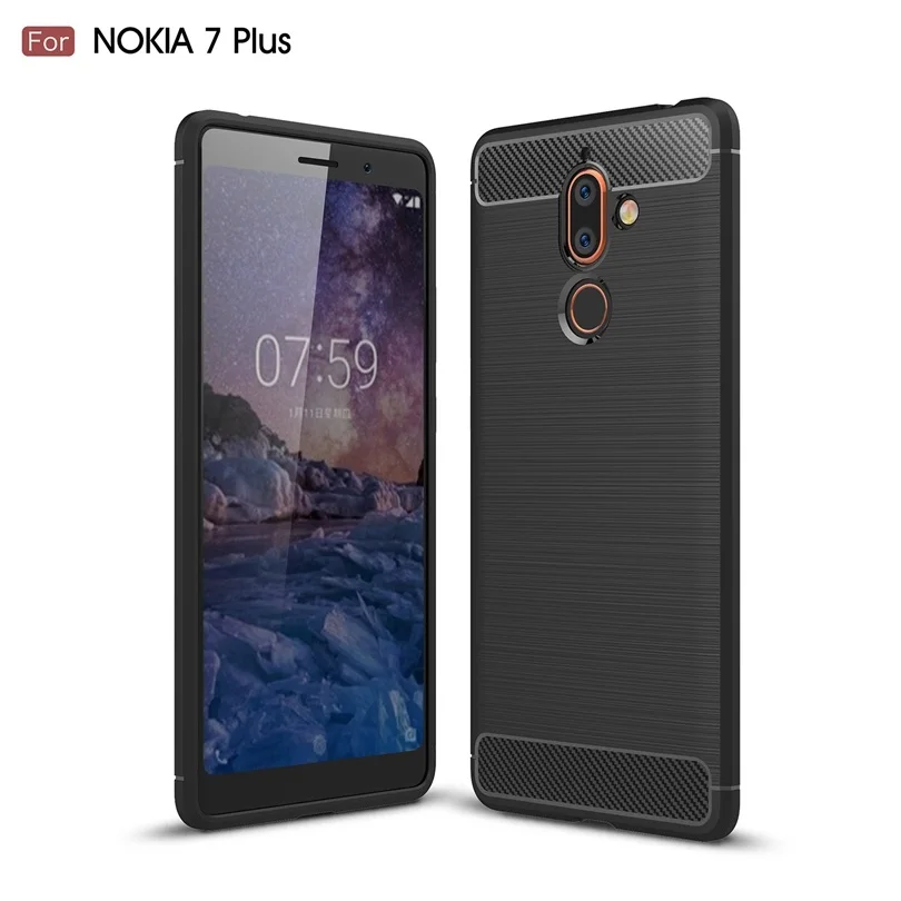 Для Nokia7 Plus / Nokia 7 чехол из углеродного волокна тонкий прочный армированный