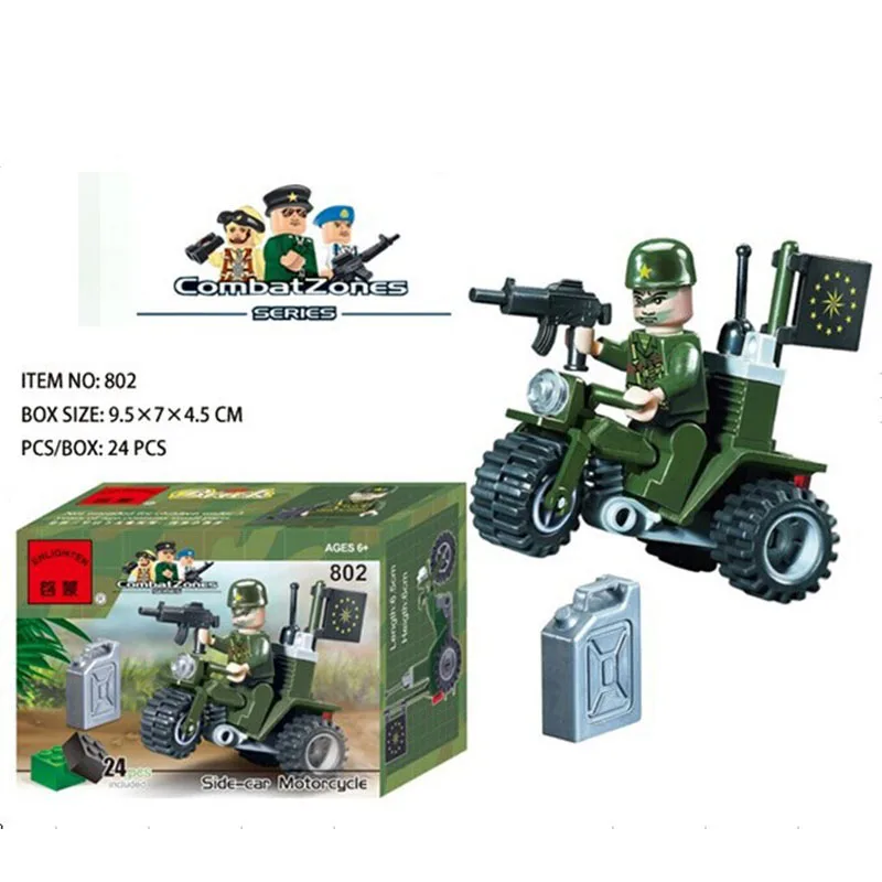 

24PCS Motorcycle Car Military assembly model Building Blocks Bricks Children Boys Toys doll Gift