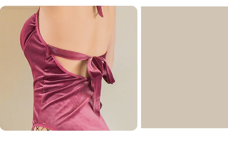 Сказочный фиолетовый бархат кролик Банни Девушка Babydoll сексуальная форма Боди Эротическое белье костюмы для косплея Клубная одежда для вечеринок 5 шт