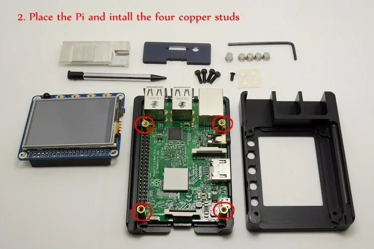 Сенсорный экран | набор металлических портативных коробок | Чехол из алюминиевого сплава с ЧПУ комплект+ 2,4 дюймовый сенсорный экран TFT для Raspberry Pi 3 Model B/2B/3B+/4B