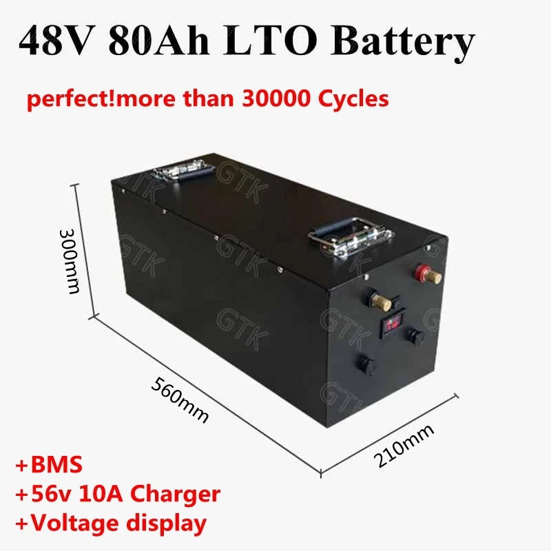 

20000 cycles LTO 48V 80Ah Lithium Titanate Battery Pack 2.4v LTO battery for Forklift Tricycle Solar system caravans+10A Charger