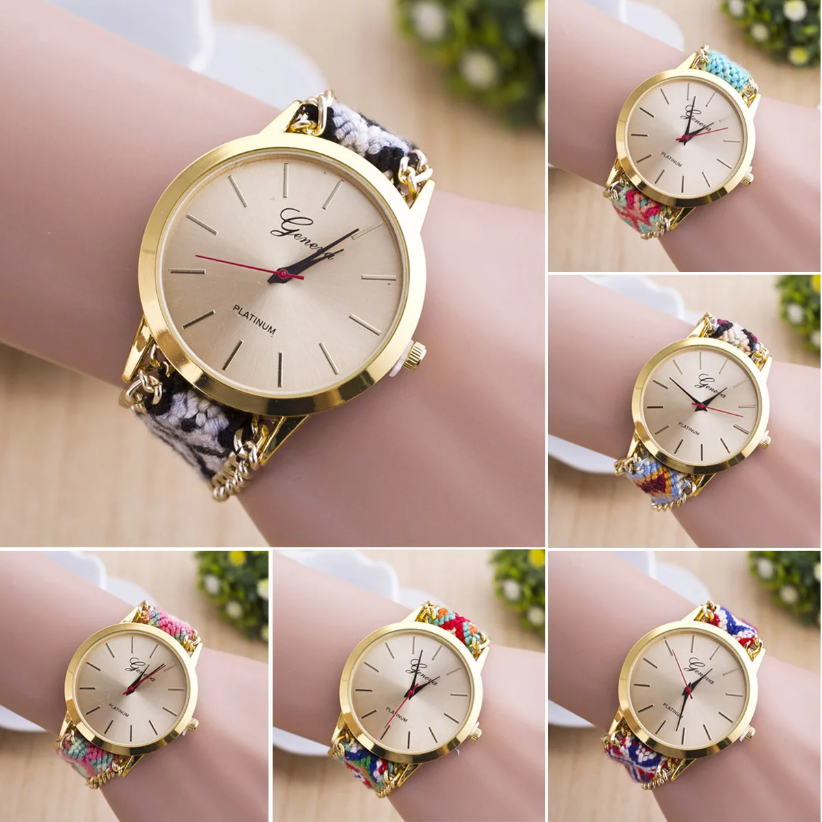 Fashion Handmade Casual Geneva Quartz Women Girls Braided Colorful Friendship Bracelet Watch Relogio Feminino Gift Dress Watches