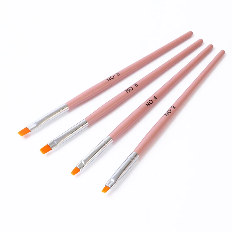 STZ 4pcs/Set UV Poly Gel Extension Builder Nail Art Brush Pen Painting Drawing Stripes Flower Liner Tips Acrylic Manicure H023