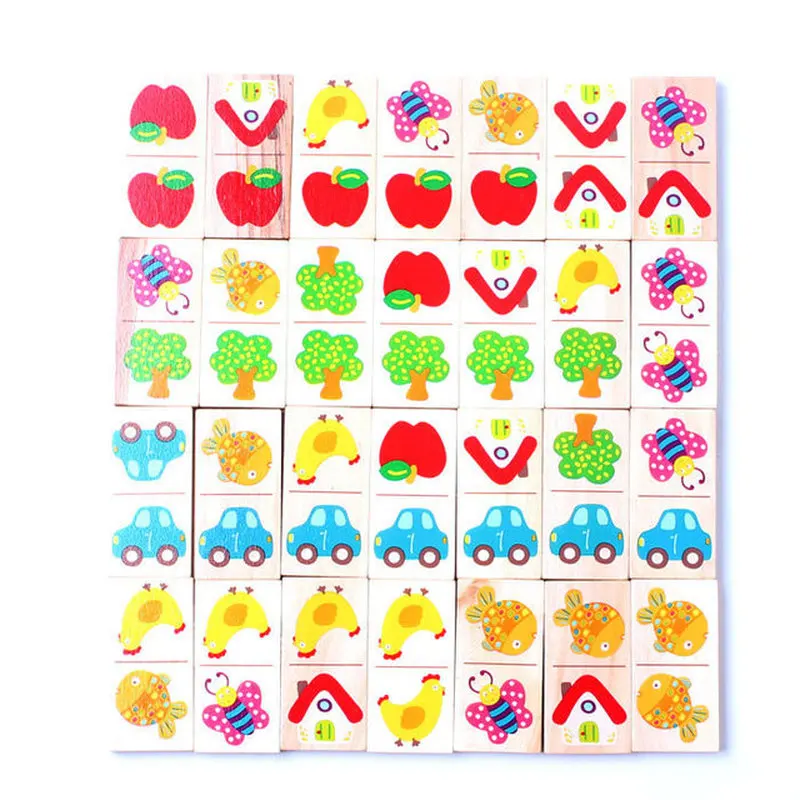 

New 28 Pieces of Puzzles Solitaire Garden Domino Factory Direct Children's Puzzle Cognitive Early Education Wooden Toys