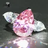 Joyería YaYI, moda, corte de princesa, 4,2 CT, circonita rosa, Color plata, anillos de compromiso para amantes de la boda, fiesta brillante ► Foto 3/5