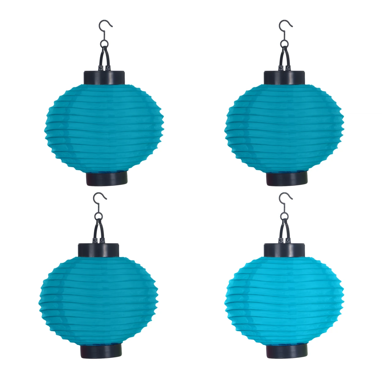 Pure Garden Outdoor Solar Chinese Lanterns - LED - Set of 4 - Blue (4)