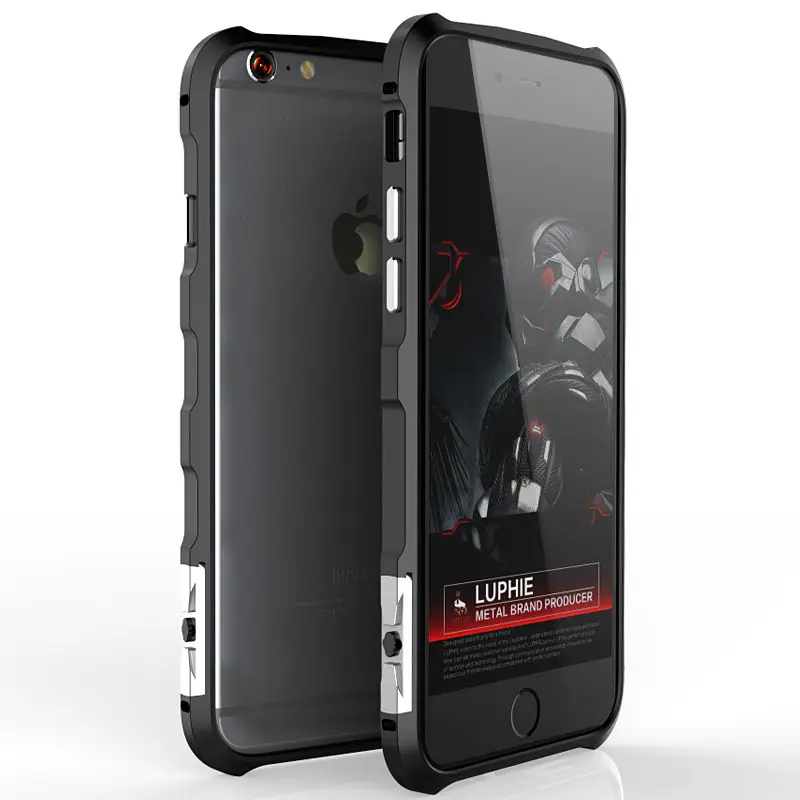 Luphie Металлического Алюминия Бампер Для Apple Iphone 6s Case Без винт Shockpoof Бампера Металла