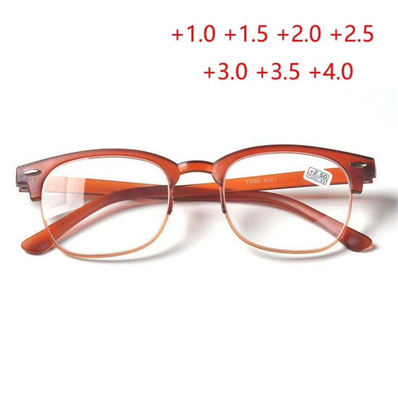 

Ultra-light TR90 Reading Glasses For Unisex Half Frame Magnifier Glasses Brown/Black Frame +1.0 +1.5 +2.0 +2.5 +3.0 +3.5 +4.0