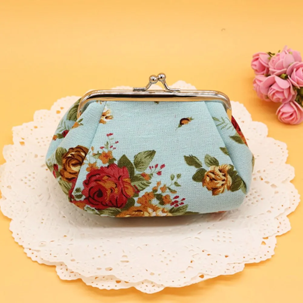 Холщовый Кошелек для монет женский цветочный винтажный мини-кошелек на застежке Ретро китайский стиль кошелек клатч Bolsinha De Moeda# L3 - Цвет: Небесно-голубой