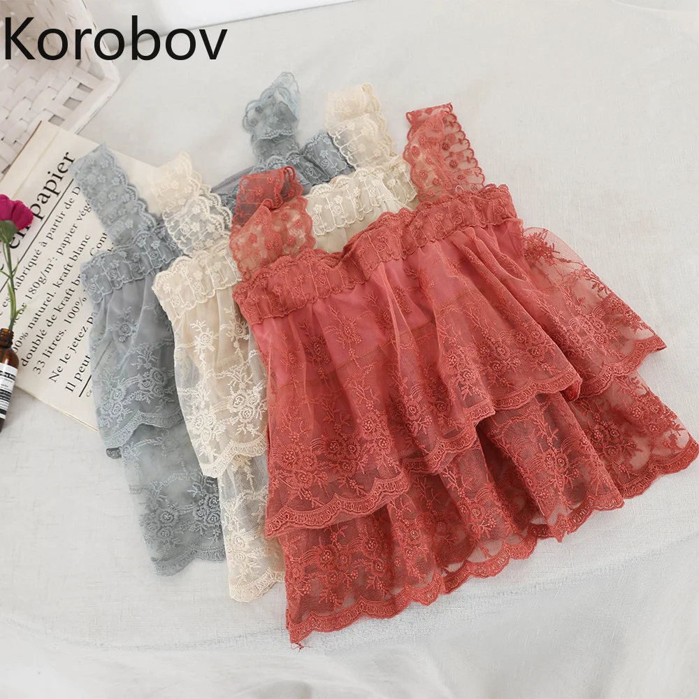 Женская кружевная блузка Korobov винтажная Блузка с вырезом лодочкой и открытыми