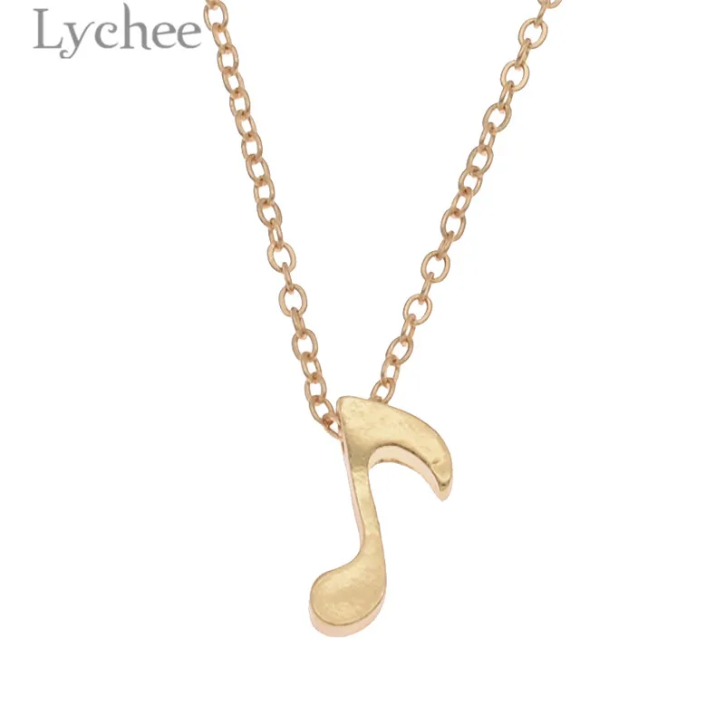 

Lychee Trendy Alloy Eighth Note Quaver Necklace Gold Color Silver Color Musical Note Pendant Necklaces Women Jewelry Accessories