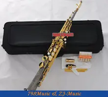 Professional Built-in Soprano Saxophone Black Nickel Sax With Metal Mouthpiece