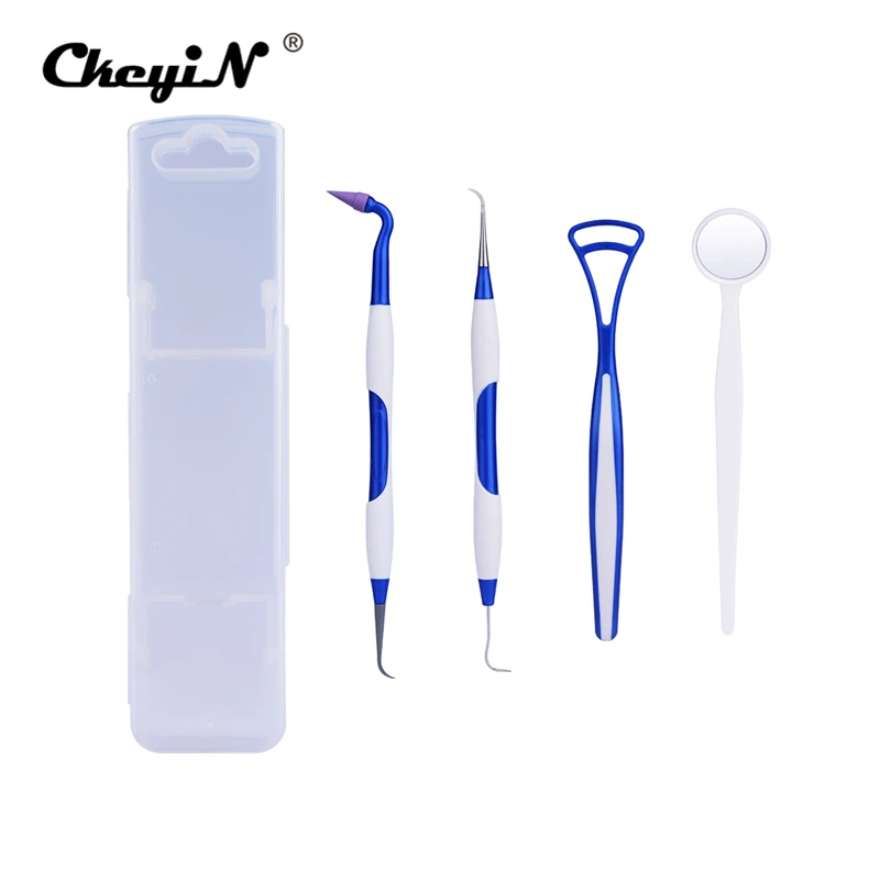 4PCS/Set Oral Hygiene Tool Kit Scraper Mirror Scaler Set Plaque Debris