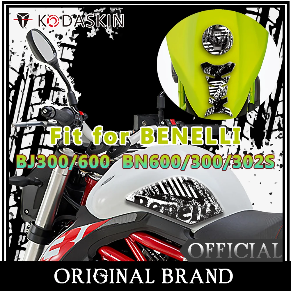

KODASKIN 3D Printing Gas Traction Tank Pad Protection Sticker Decal Black and White Fit for BENELLI BJ300/600 BN600/300/302S