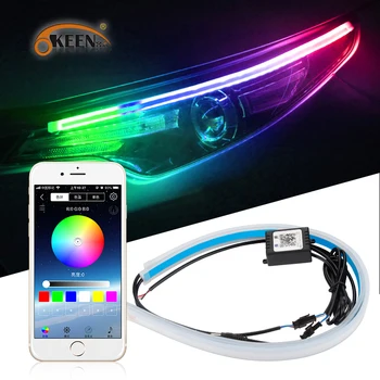 

OKEEN Car Styling RGB Sequential led strip drl Daytime Running Light with APP Bluetooth Remote Control for Headlight Assembly