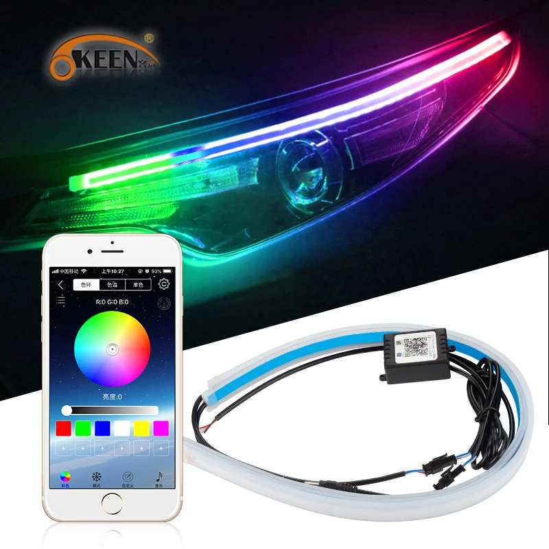 OKEEN стайлинга автомобилей RGB последовательный светодиодные полосы drl Дневной
