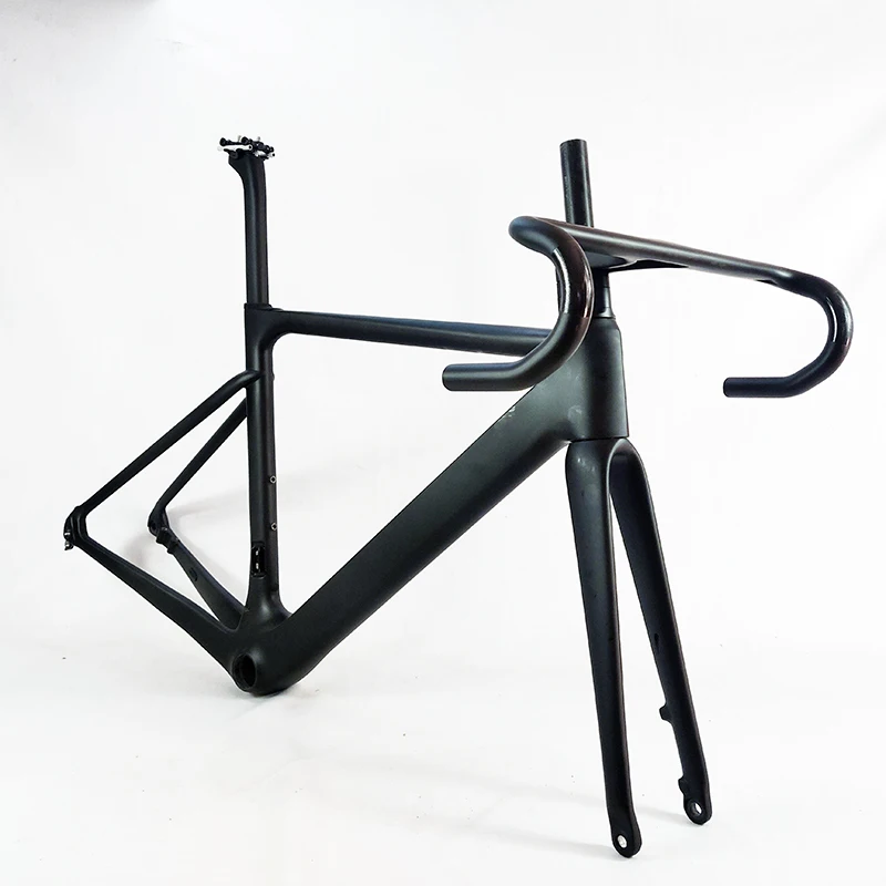 Discount Full hidden cables Flat mount aero road bike frameset with fork/seatpost/handlebar Ultra-light 975g DI2/Mechanican 1