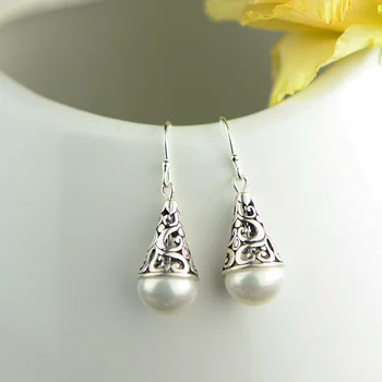 

925 Silver Designer Mother Pearl Drop Earrings For Women Vintage Antique Design Best Gifts Personalized Jewelry Aros