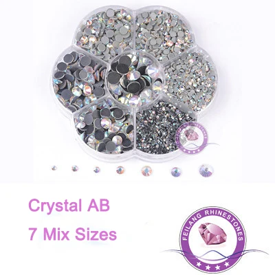 

Mix 7 Sizes Crystal AB Hotfix DMC Rhinestones Size From SS6 To SS40 For DIY