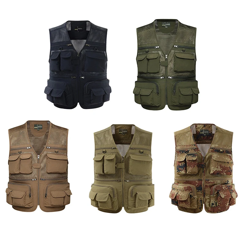 

Quick-Drying Mesh Photography Vest Ultralight Warm Camping Vest Outdoor Men Waistcoats With Multi Pocket 5 Colors Free Shipping
