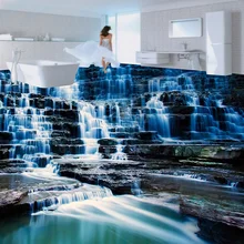 Пользовательские 3D Пол Обои фреска HD водопад пейзаж виниловые обои для ванной комнаты гостиной 3D Пол Живопись Водонепроницаемый