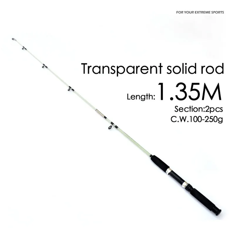High Quality Transparent Solid FRP fishing rod 1.35M Sea Fishing Boat Rods Lures Pole Fishing