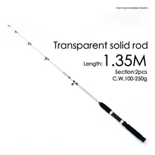 High Quality Transparent Solid FRP fishing rod 1.35M Sea Fishing Boat Rods Lures Pole Fishing Rods