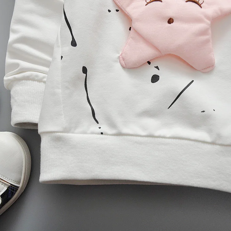 Новинка года; модная детская футболка с длинными рукавами в Корейском стиле модная куртка из чистого хлопка с пятиконечной звездой