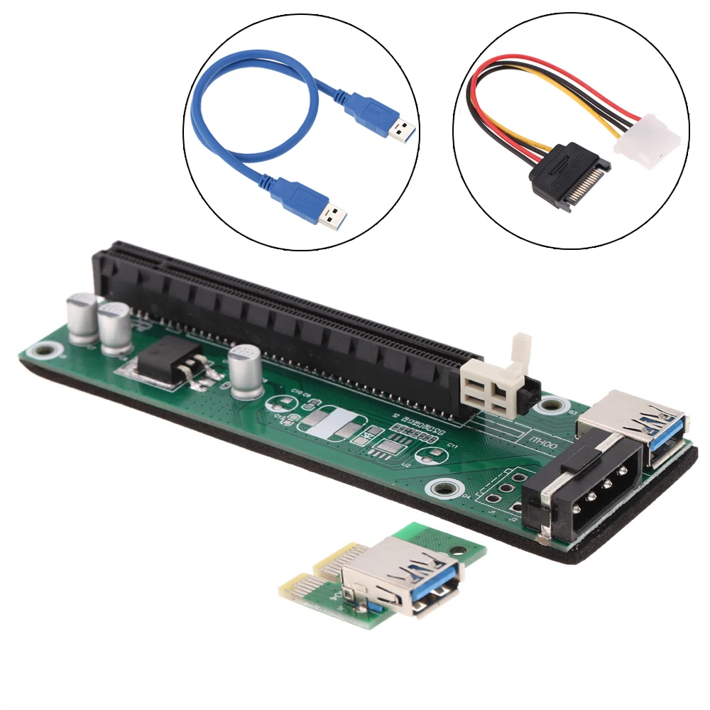 5 шт. USB 3,0 PCI-E Express 1x до 16x удлинитель Riser Card Adapter SATA 15Pin источник питания для майнера Bitcoin Litecoin - Цвет: Красный