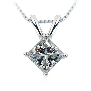 

TN201 Vintage 2CT sona Synthetic Gem Princess cut Necklace Wedding Pendant Necklace For Women