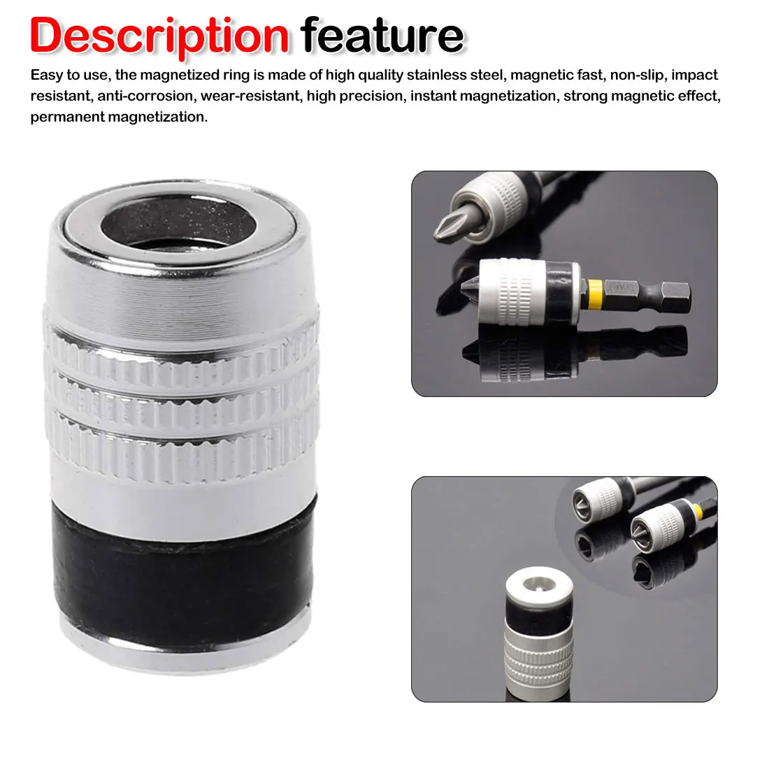 

1/4" 6.35mm Magnetic Ring Metal Strong Magnetizer Screw Electric Phillips Screwdriver Bits