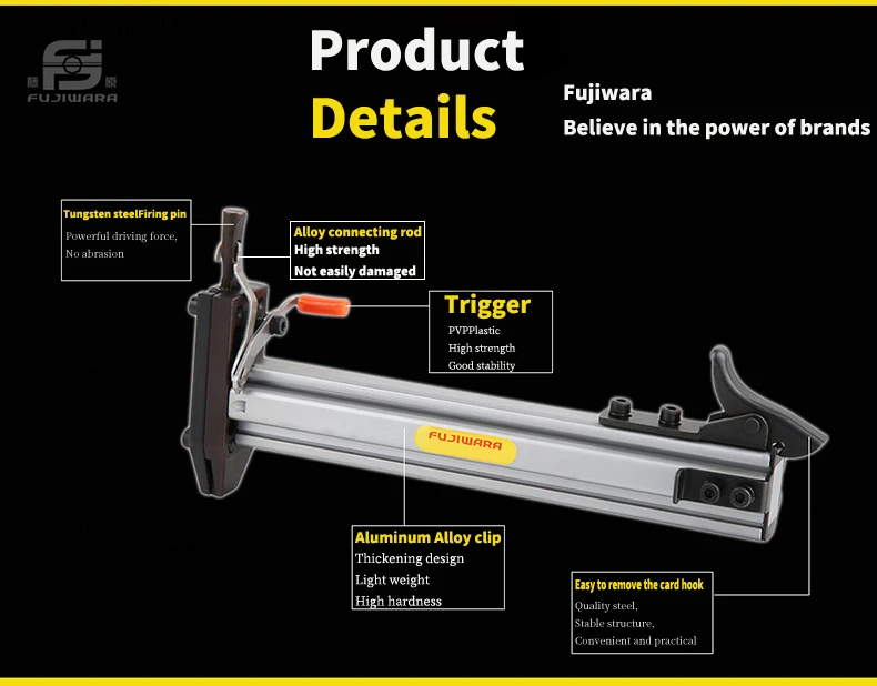 Manual Steel Nail Gun FUJIWARA Semi Automatic Cement Nail Gun Wire Slot Nailing Device Nailing Machine