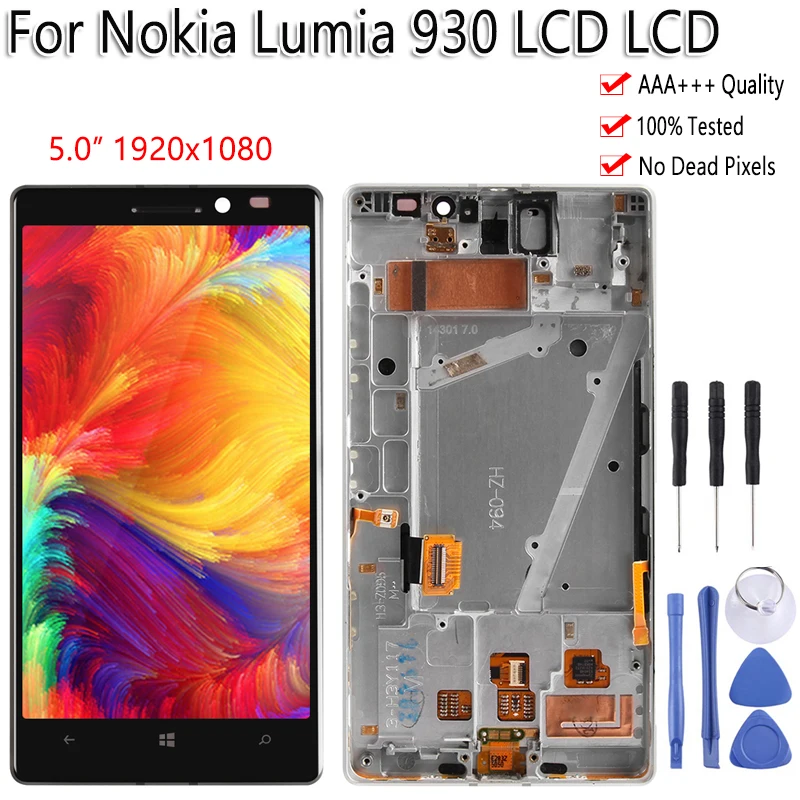 

5.0" For Nokia Lumia 930 LCD Display Touch Screen With Frame Digitizer Replacement Assembly 100% Tested For Nokia 930 LCD