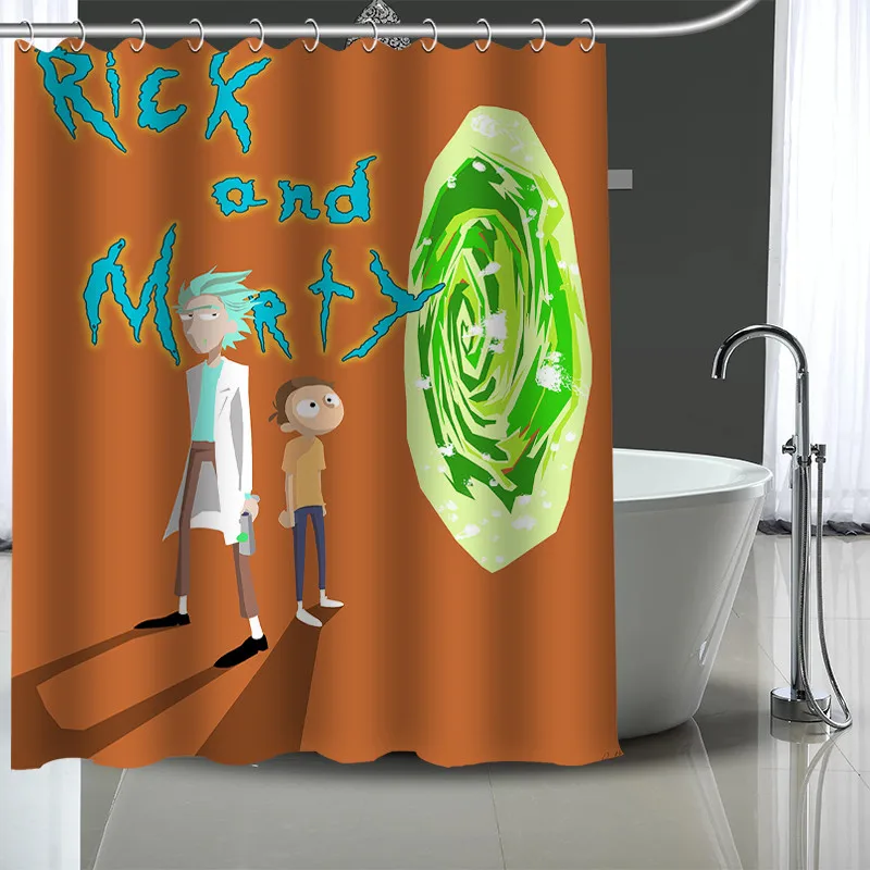 Пользовательские Рик и Морти узор Декор занавески s полиэстер ванная комната водонепроницаемый Душ шторы с пластиковыми крючками