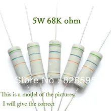 5 w 68 k ohm 68000 ohm резистор с постоянным сопротивлением оксида металла сопротивление резисторов+/-5%(100 шт