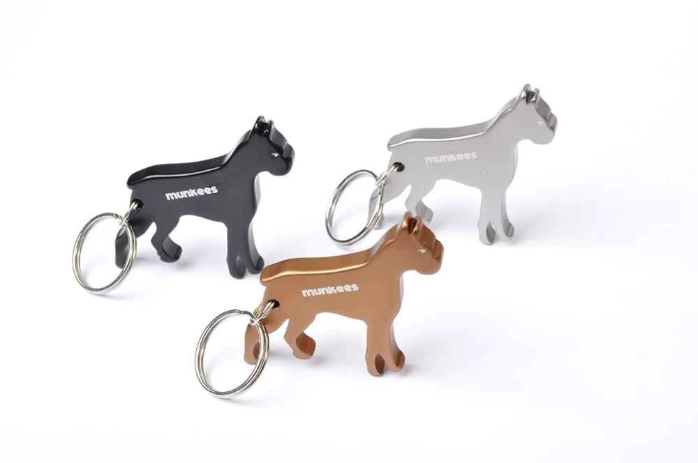 

AceCamp Portable Boxer Dog Shaped Bottle Opener Keychain Aluminum Alloy Four Color Key Ring Beer Bottle Opener New