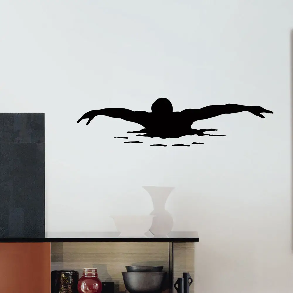 Настенная Наклейка виниловая Спортивная наклейка GYM SWIMMER DECOR | Дом и сад