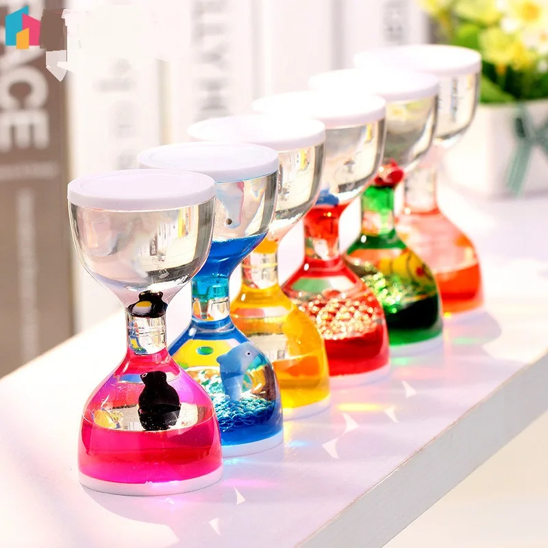 Multi colored Oiling Cup Liquid Timer Yoga Slim Hourglass Crystal Liquid Hourglass Ornament font b Decoration