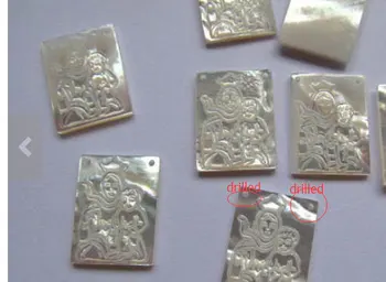 

Double Drilled 25pcs 8x11-15x20mm Genuine MOP Shell ,Carved Ablong Rectangle Virgin Jesus White Jewelry Beads