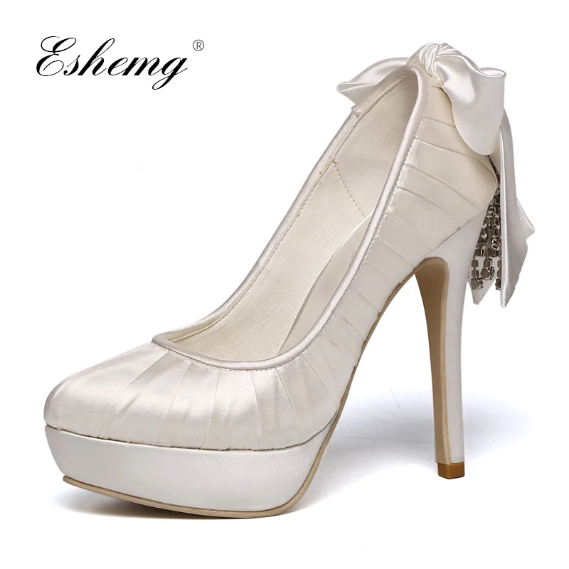 

Eshemg 2019 Pointed Toe Heel Rhinestone Wedding Shoes Blingbling Sexy Party Diamond Princess Christmas Shoes