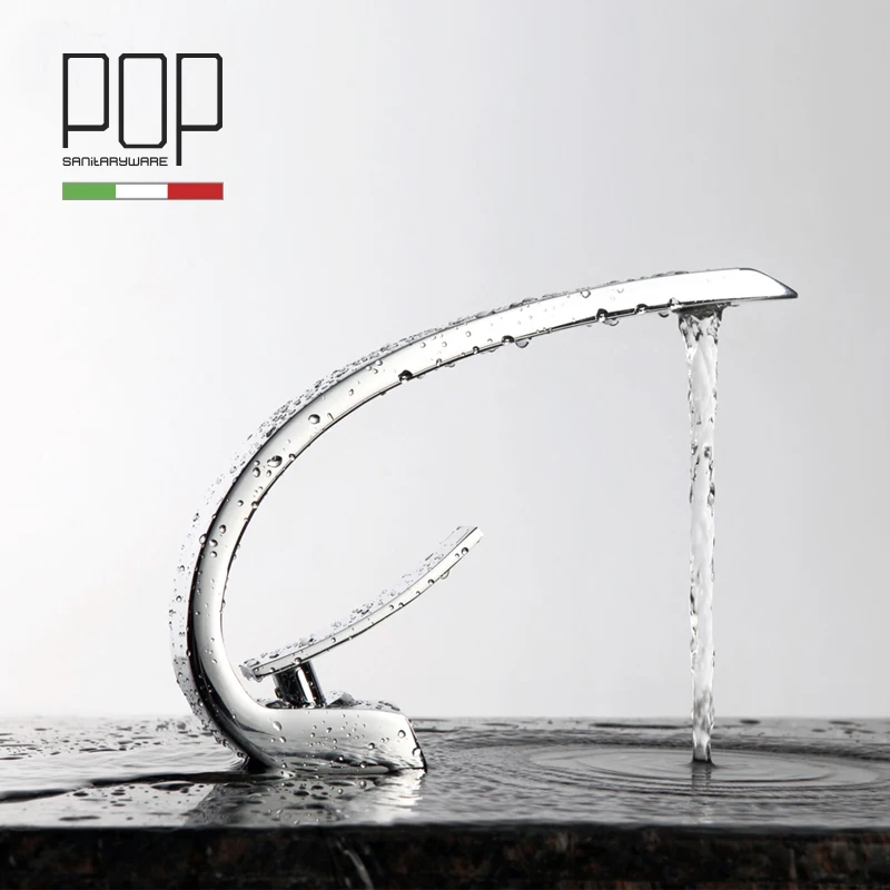 

Free shipping Chrome Finish Basin Mixer Tap with Hot and Cold Water