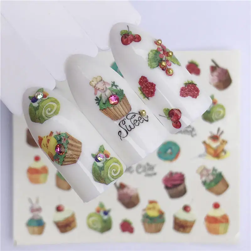 1 лист стикер для ногтей Лето переводные наклейки фрукты/мороженое/мультфильм/Цветочный дизайн временные татуировки слайдер советы - Цвет: YZW-A1422