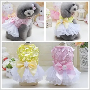 

Cute Butterfly Style Pet Dog Clothes Dresses Wedding Princess Denim Skirt Summer Dress Clothes for Samll Dogs