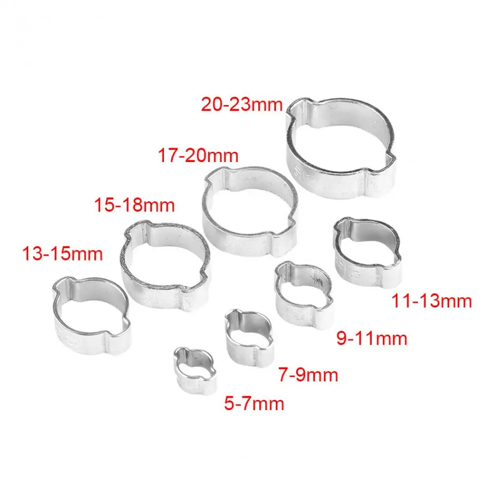 10 шт./лот хомуты для шлангов, оцинкованные столярные хомуты из нержавеющей стали, хомуты для шлангов с двумя ушками, 5-23 мм для бензиновых труб Fule, горячая Распродажа